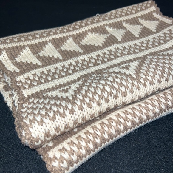 Tan and White Patterned Infinity Scarf - Picture 4 of 7